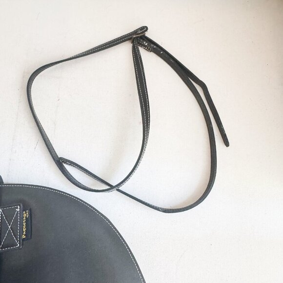 Vintage Paquetage Paris Large Black leather Oval Unique Clutch - Picture 5 of 8